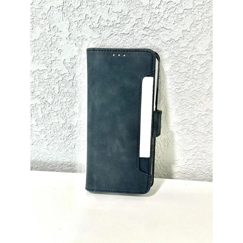New Samsung Galaxy Z Fold 4 Case Black Leather Phone Accessory Card Wallet Case